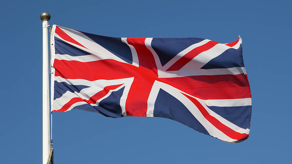 Union jack flapping majestically in the breeze