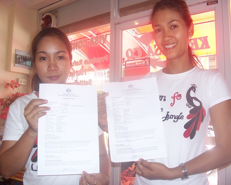 Two lovely Thai ladies satisfied with their visas