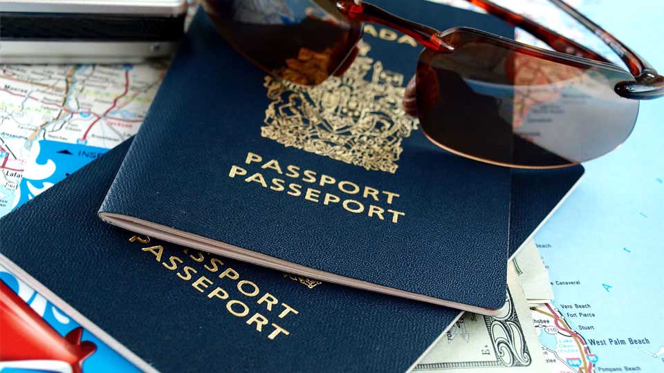 Canadian passports, a map, twenty dollars and a set of sunglasses