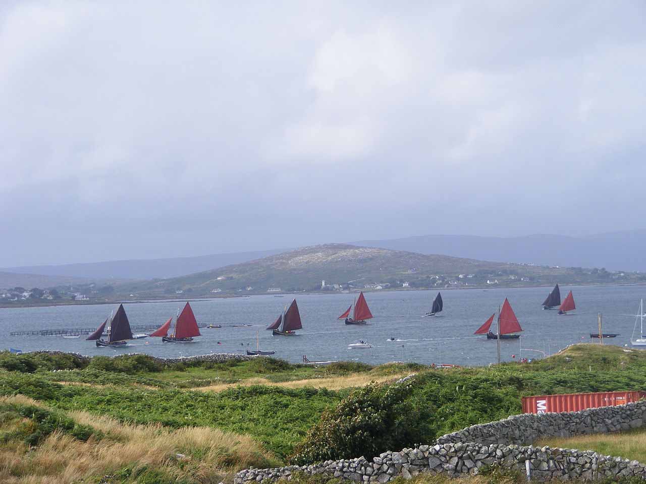 Sailing ships racing off the coast of Galway