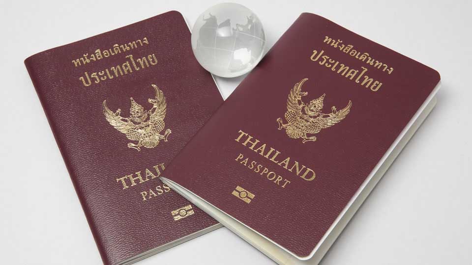 Two Thai Passports and a Small Glass Globe