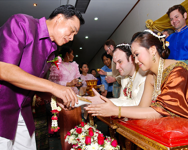 Traditional Thai marriage with a white groom