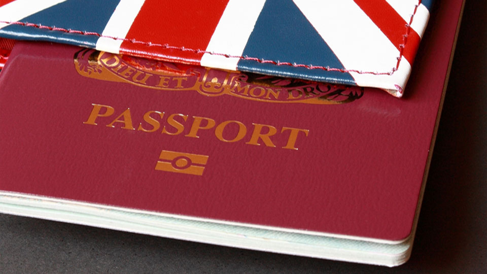 UK Passport in Union Jack Sleeve