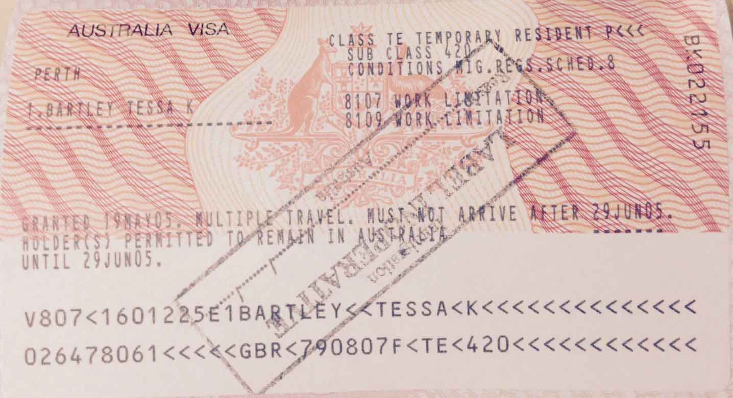 Australian visa close up