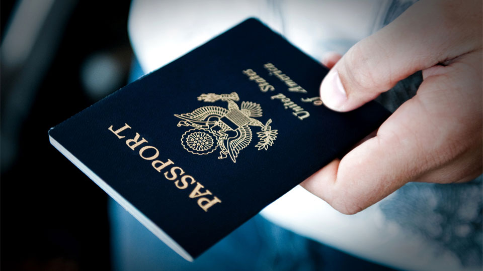 American passport in hand