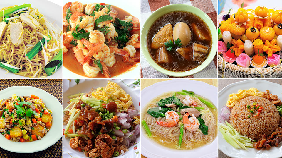 Many different varieties of Thai food