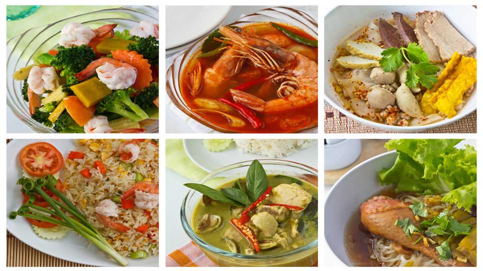 Many varieties of Thai food